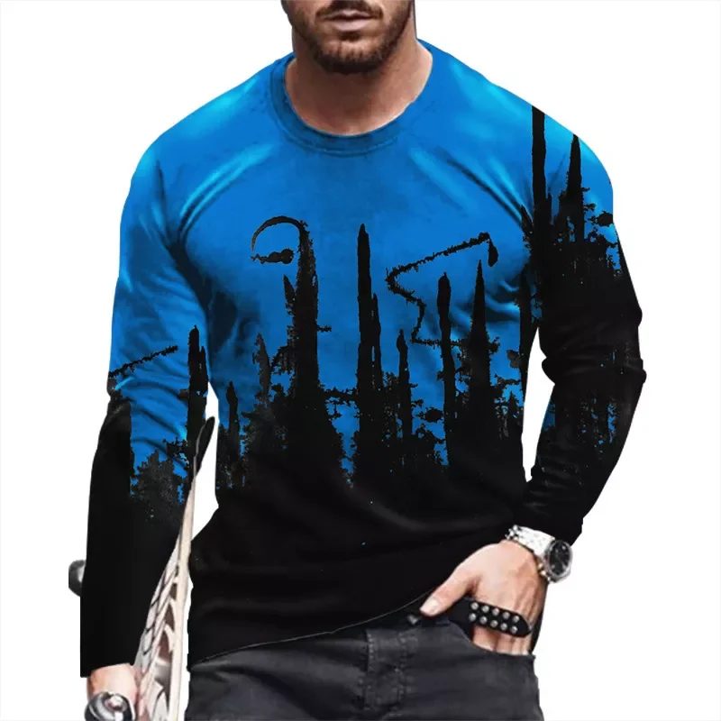 

NEW IN new 3d printing 4 colors paint abstract long-sleeved men and women punk casual fashion hip-hop T-shirt top fitness sports
