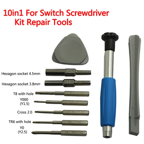 Набор отверток 10 в 1 для Nintendo Switch, ремонтные инструменты для Switch PSP GBA DS 3DS XL 3,8 4,5 TR6 T8 Cross Three Wing Iron