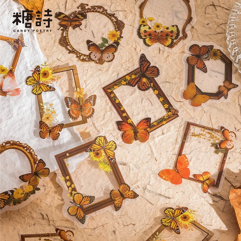 

30pcs PET Decorative Stickers Colorful Butterfly Adhesive Sticker Set Aesthetic Diy Journaling Scrapbooking Album Diary Bookmark