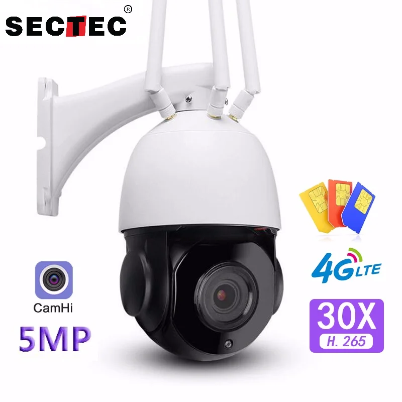 

SECTEC 5MP WiFi 4G LTE Outdoor Spherical Camera 360 Degree Onvif H.265 Wireless Surveillance Cam 30X Optical Zoom FHD IP Camera