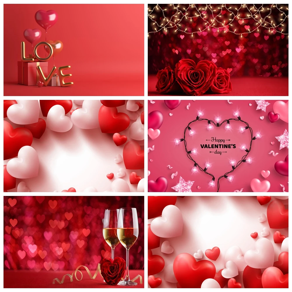 Фон для фотосъемки на День святого Валентина блестящий фон с сердечком и боке