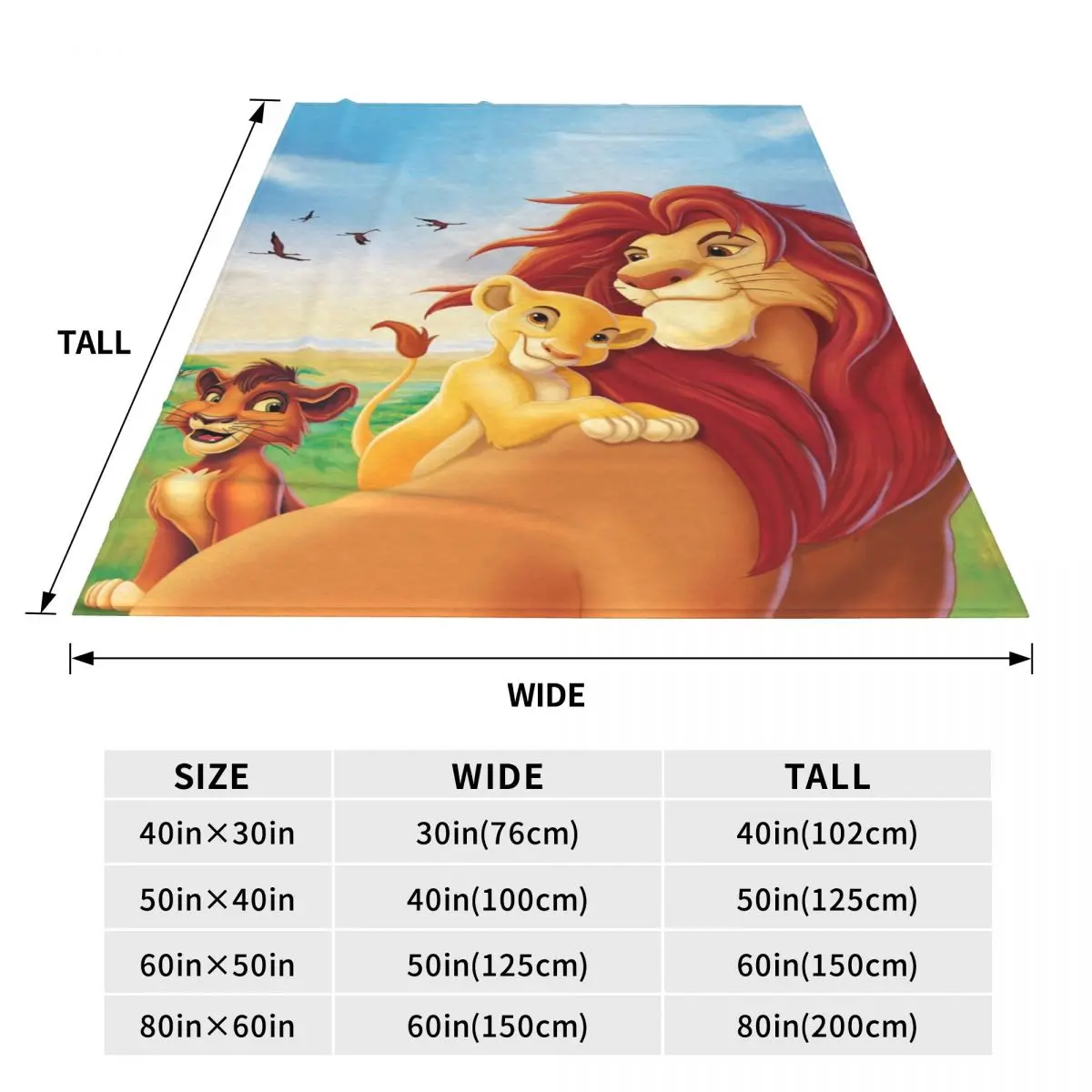 Lion King Simba Blanket Quality Soft Warm Throw Winter Camping Couch Chair Sofa Bed Print Bedspread