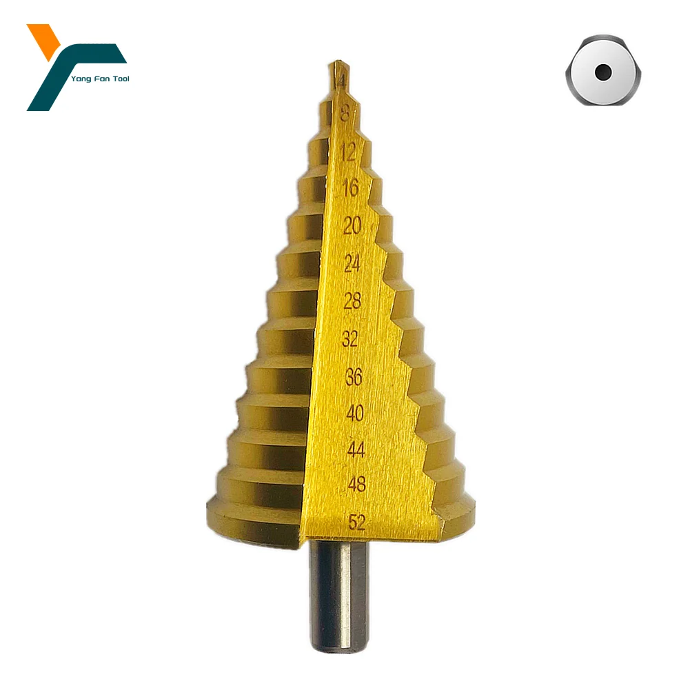 4-52mm Step Drill Bit Set Titanium Straight Flute Milling Cutter For Woodworking Wood Aluminium Metal Sheet Core Hole Opener