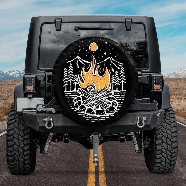 

Camp Firepit Christmas Gift, Father's Day Gift Trendy Tire Cover Gift For Jeep Lover, Custom Spare Tire Cover, Personalized Gift