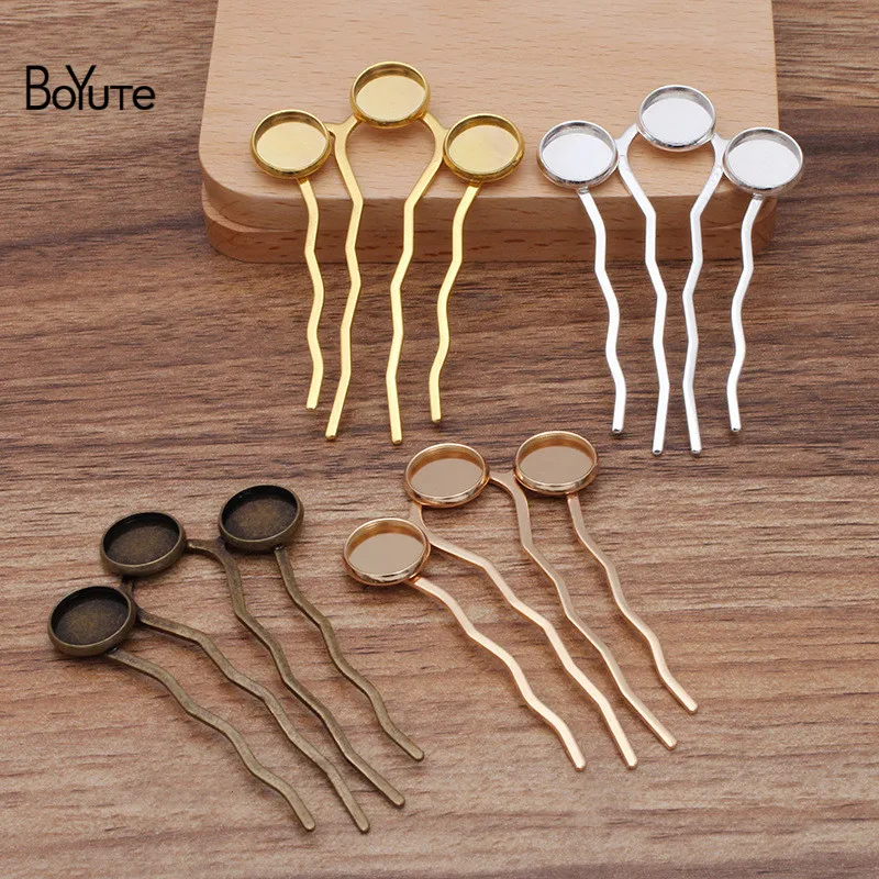 

BoYuTe (10 Pieces/Lot) Fit 12MM Cabochon Blank Hair Comb Base Diy Hair Accessories Handmade Materials