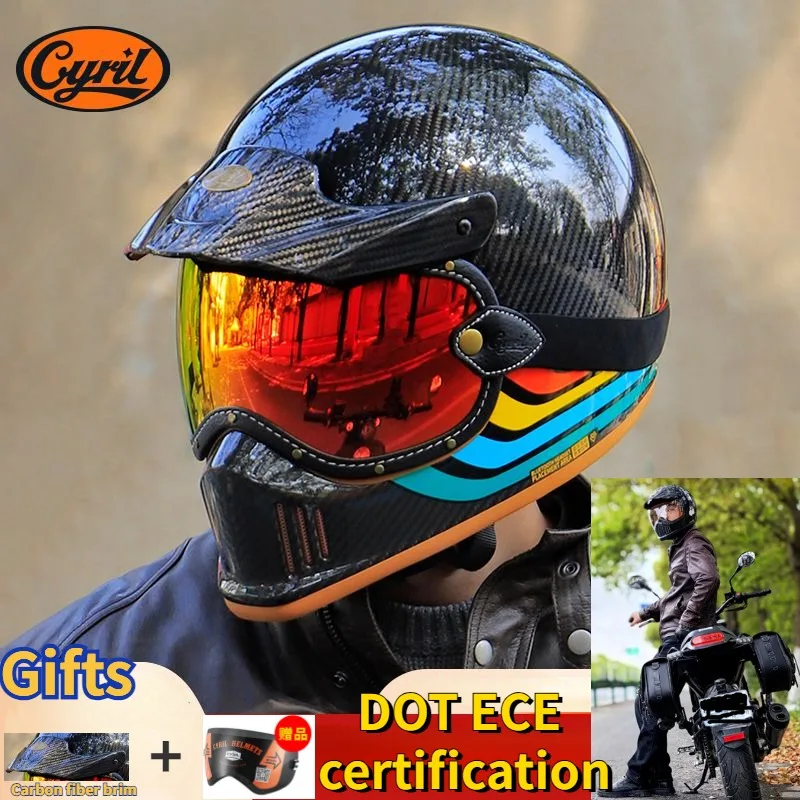 Мотоциклетный шлем на все лицо легкий из углеродного волокна гоночный для мужчин