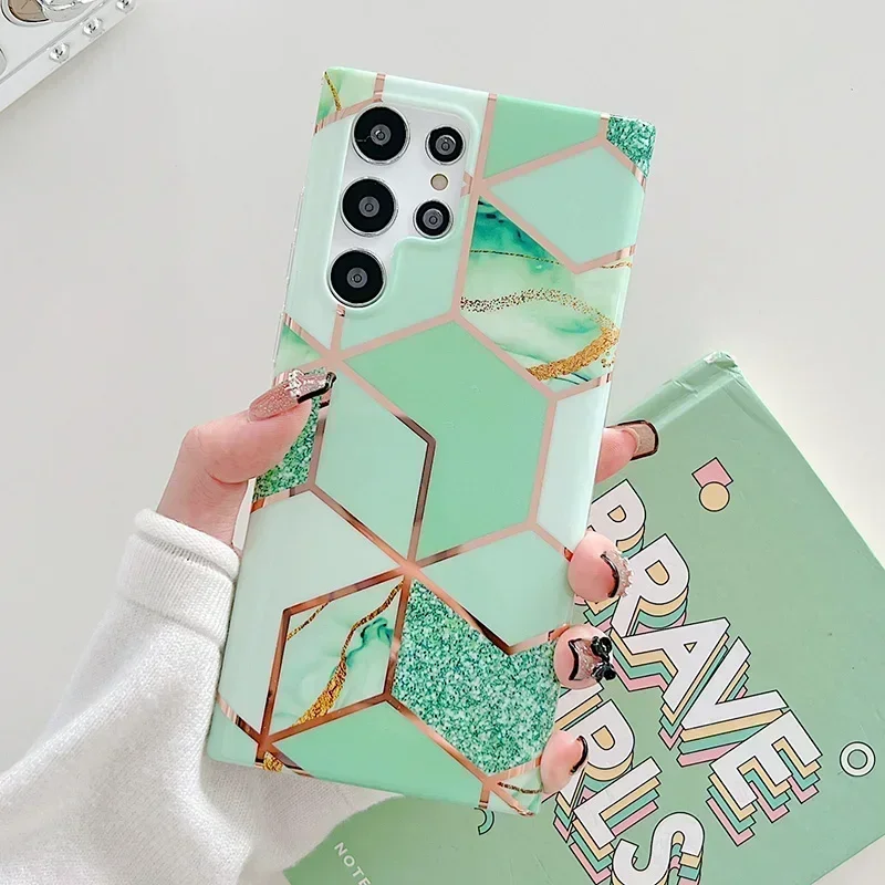 Чехол с гальваническим лазерным мраморным узором для Samsung Galaxy S22 ultra 5G 23 plus 21 20 FE A53