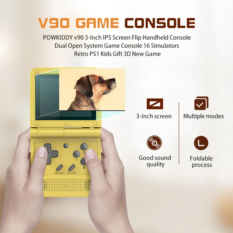 Новая ретро портативная игровая консоль Powkiddy V90 3.0-дюймовый развернутый 64Гб встроенная 15 000 игр портативная мини видео консоль