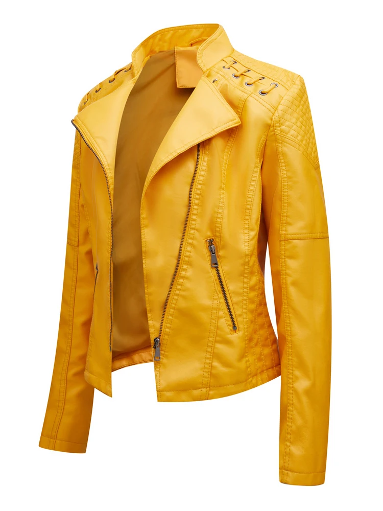 2022 Spring Autumn PU Faux Leather Jackets Women Loose Casual Zipper Oversize Short Coat Female Motorcycles Locomotive Outwear