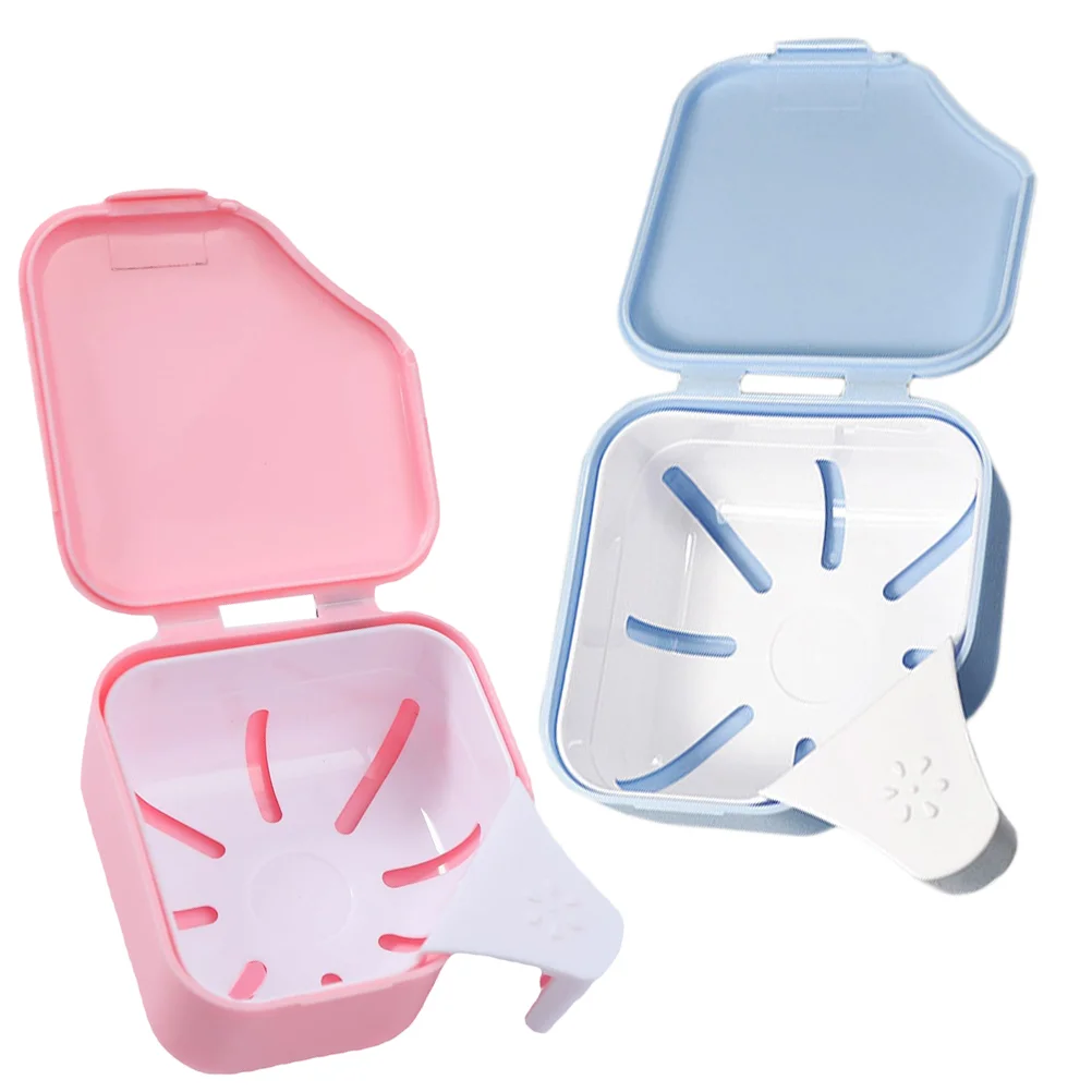 

2 Pcs Travel Containers Partial Denture Case Retainer Box Retainer Cleaning Box Denture Bath Box Retainer Carrier