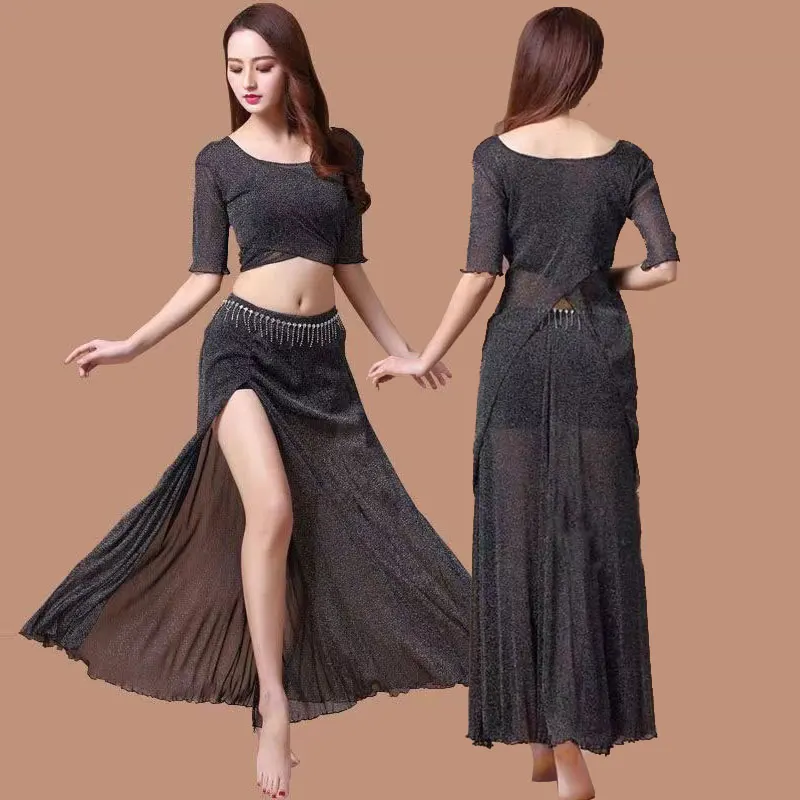 Женский элегантный костюм для танца живота комплект из 2 предметов с сетчатым