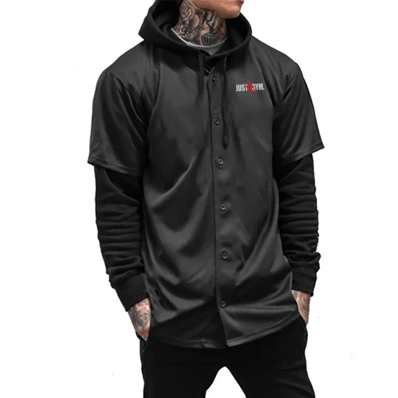 

Summer Mesh Fitness Mens Oversized Cardigan Hip Hop Streetwear Loose V-neck Quick-drying Half Sleeve T-shirt
