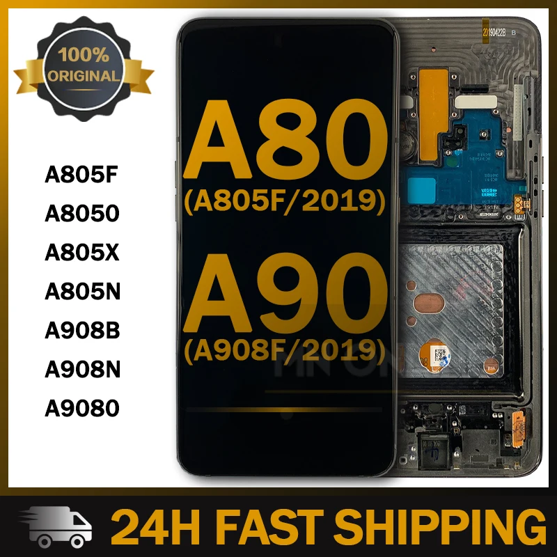 100% Оригинальный дисплей для SAMSUNG Galaxy A80 A90 LCD A805F SM-A805F/DS A908F AMOLED дисплей сенсорный экран дигитайзер Запчасти для ремонта