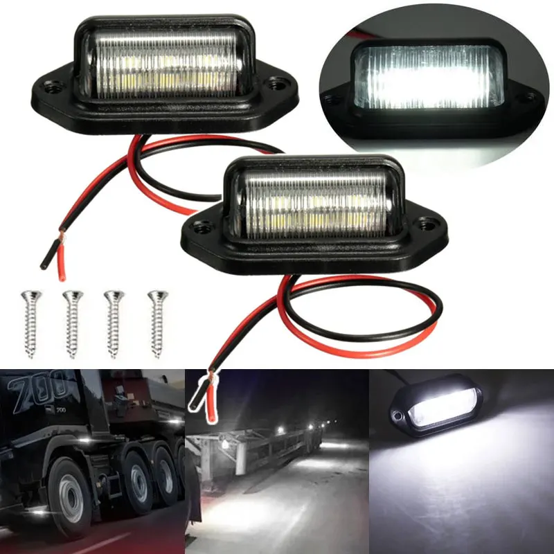 

1/2PCS 6LED Car License Number Plate Light For SUV Truck Trailer Van Tag Step Lamp White Bulbs Car Products License Plate Lights