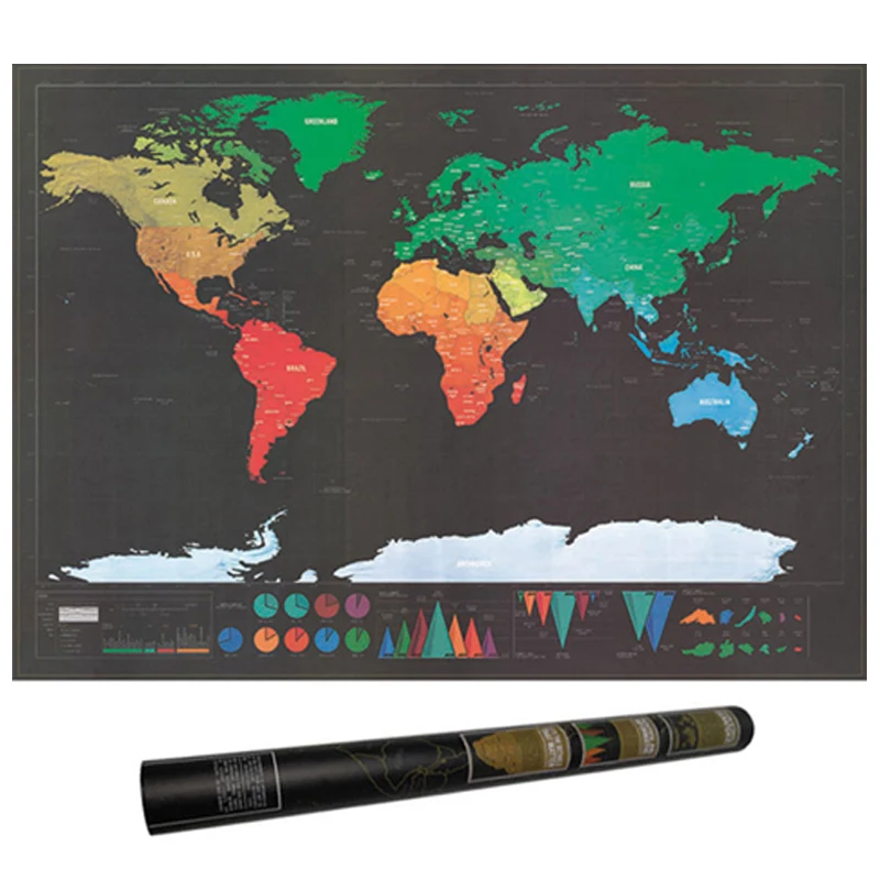 

Black Scratch Off Map Deco Deluxe Retro World Map Scratches Vintage Poster Decoracion School Wereldkaart Stationery Supplies