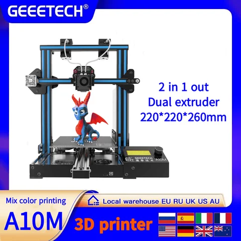 3d принтер професиалный Geeetech A10M A20M A10T A3 с двойным Экструдером, 3d принтер 2 экструдера, комплект для обновления 3D-принтера GT2560 V4.1B 220*220, технология FDM печати, 3д принтер, double extruder 3d printer