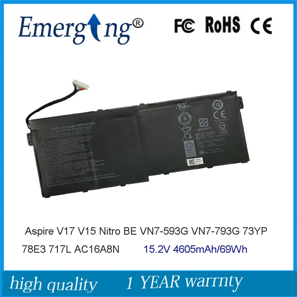 15 2 В 69 Втч AC16A8N Аккумулятор для ноутбука Acer Aspire Nitro V17 VN7-793G V BE 41CP7/61/80