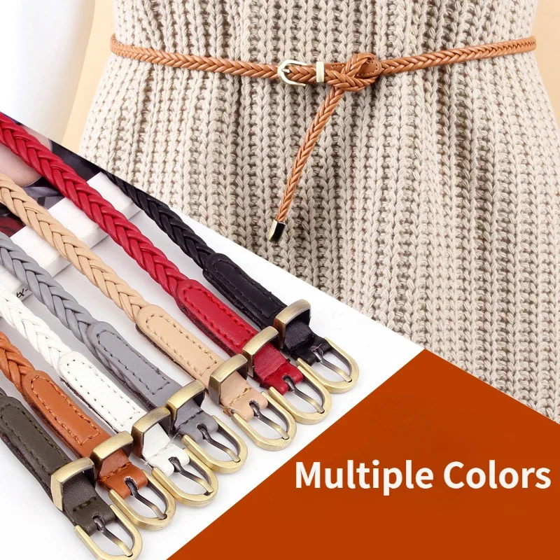 Ремень из искусственной кожи Женский коса в стиле ретро с металлической пряжкой