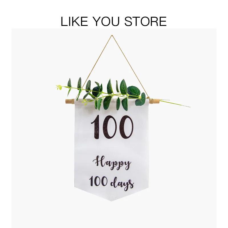 

Days Baby Banner 100 Party Hundred Sign Banners Birthday Shower Decor Hanging Supplies Decorations Flags Photo Backdrops Wall