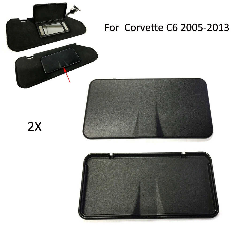 

2pcs Car Sun Visor Vanity Mirror Cover Replacement Lid For Corvette C6 2005-2013 Sun Visor Makeup Mirror Case 899267 Car Accesso