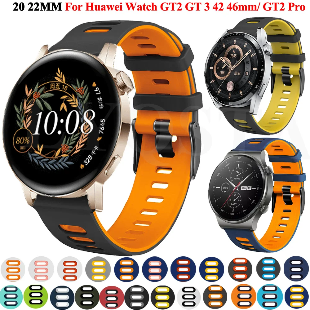 

Ремешок силиконовый для смарт-часов Huawei Watch Gt 2 Pro, сменный Браслет для наручных часов Huawei Watch GT 3 42 46 мм, 20 22 мм
