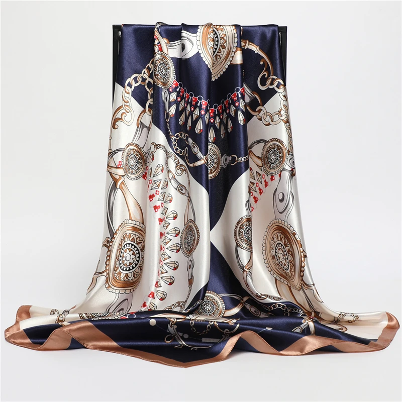 

Print Women Scarf Silk Satin Square Hairband Lady Scarves Fashion Female Foulard Shawl Wraps Neckerchief Bandana 2022