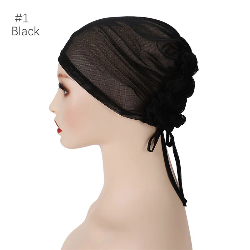 New Muslim Turban Hat Inner Hijab Caps Instant Mesh Bonnet Hijabs Thin Undercap HeadCover for Women Summer Breathable Headwrap