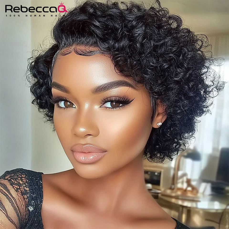 Парик с стрижкой пикси Цветной парик шнурка QVR локон Короткий боб из человеческих