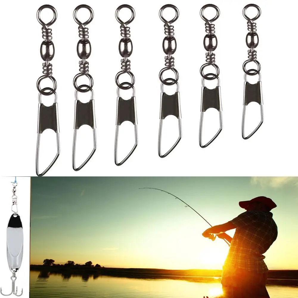 

Metal Buckle Tackle With Interlock Fishing Line Connector Swivels Solid Rings Hanging Snap Fishing Pins