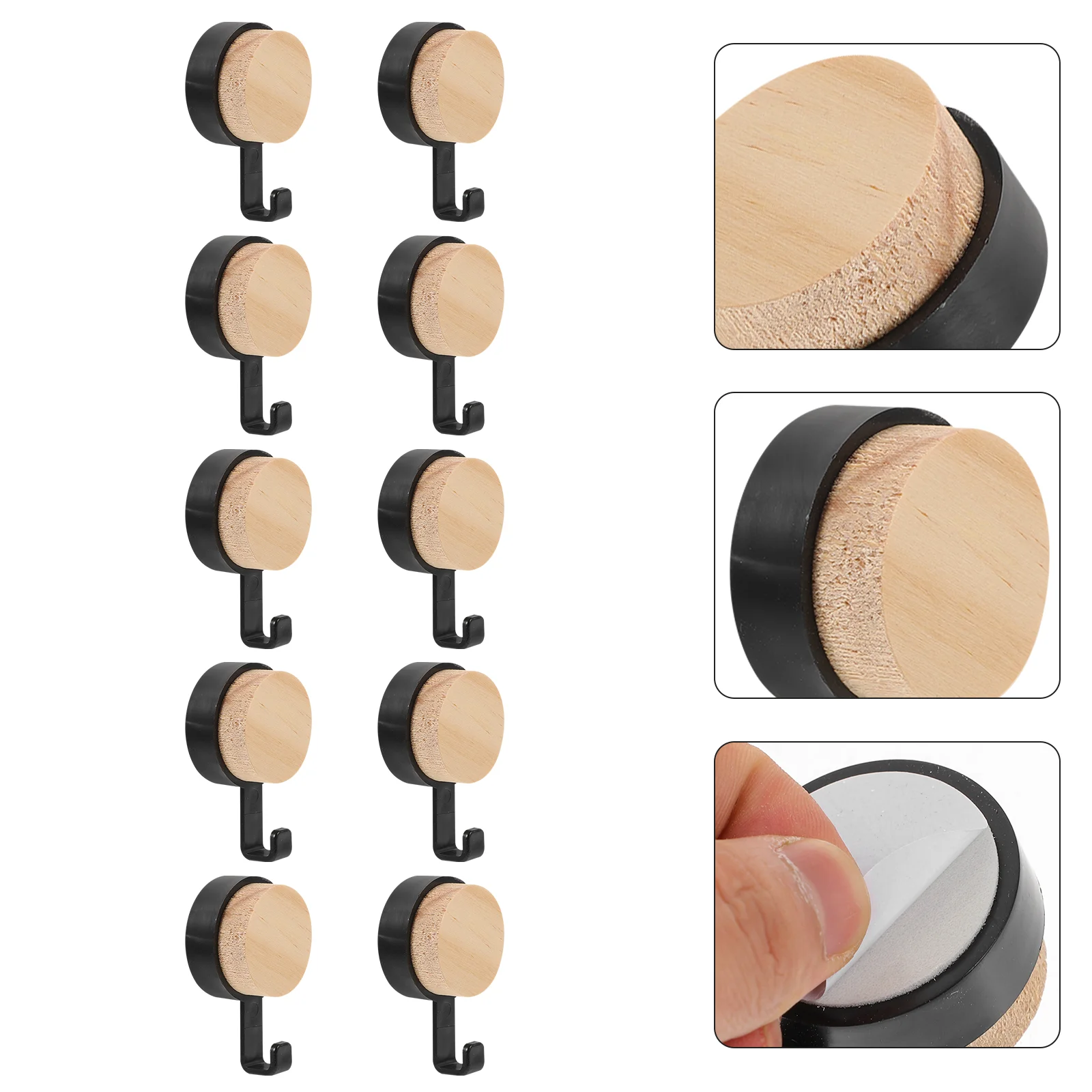 

10pcs Wall Hanging Hooks Wooden Hooks Wall Adhesive Hooks Decorative Key Hooks Bag Hooks