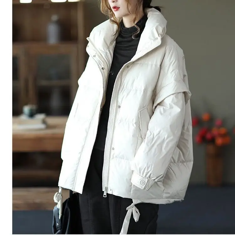 

2022 Winter Women Ultralight Thin Down Jacket White Duck Down Jackets Full Sleeve Warm Coat Parka Female Portable Outwear T156