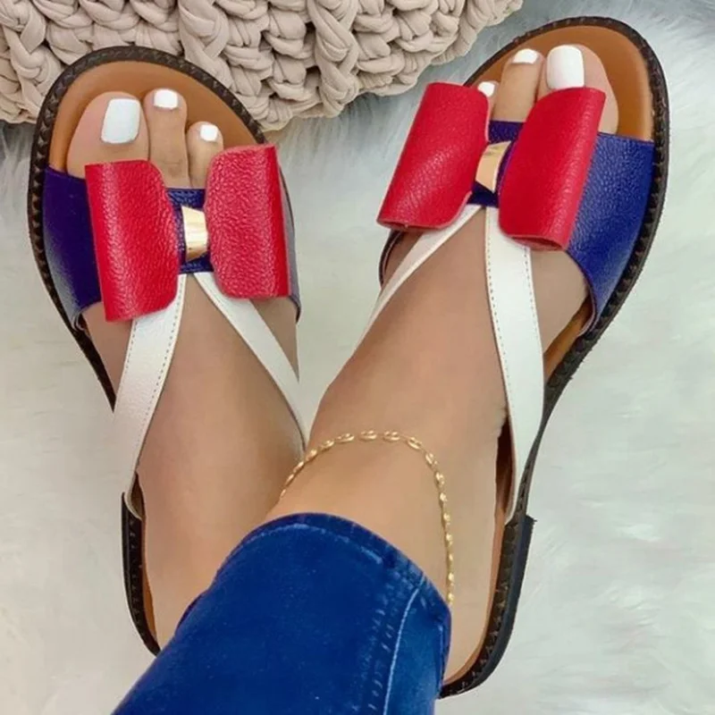 

Summer Women Slippers Cute Butterfly-Knot Casual Sandals Lady Slides Zapatillas Mujer Flats Slip-On Women Shoes For Women 2021