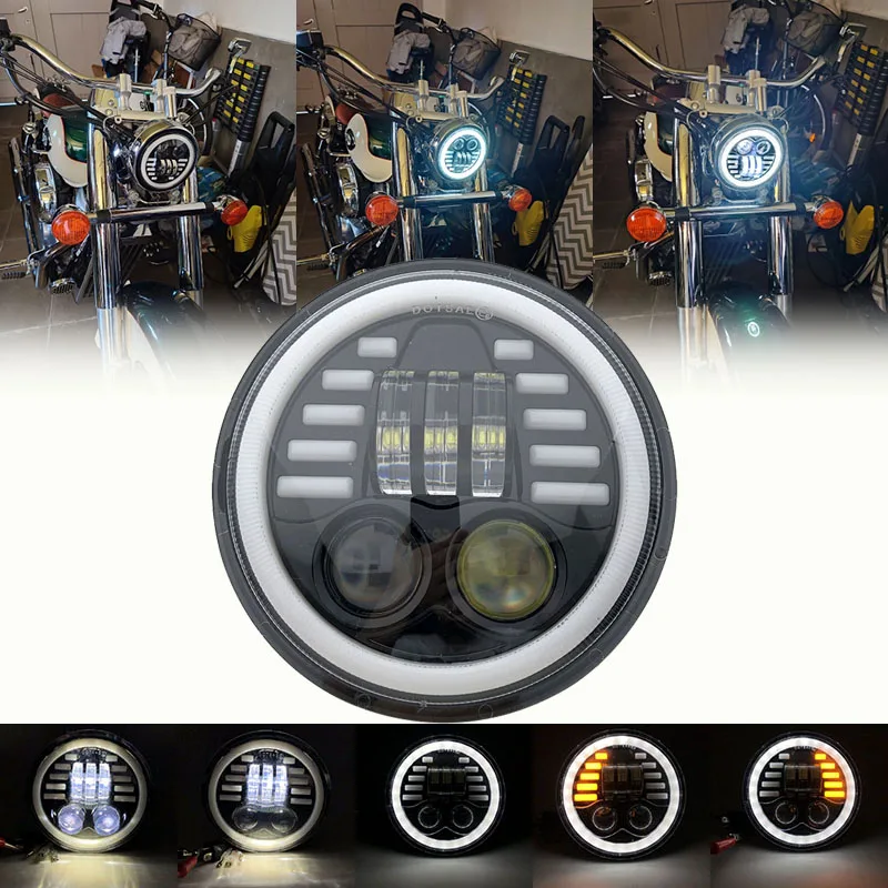 

1 шт., светодиодный глая светодиодная фара 5,75 дюйма, фара дальнего/ближнего света, 5 3/4 дюйма, передняя фара для вождения, черный хром, для инди...