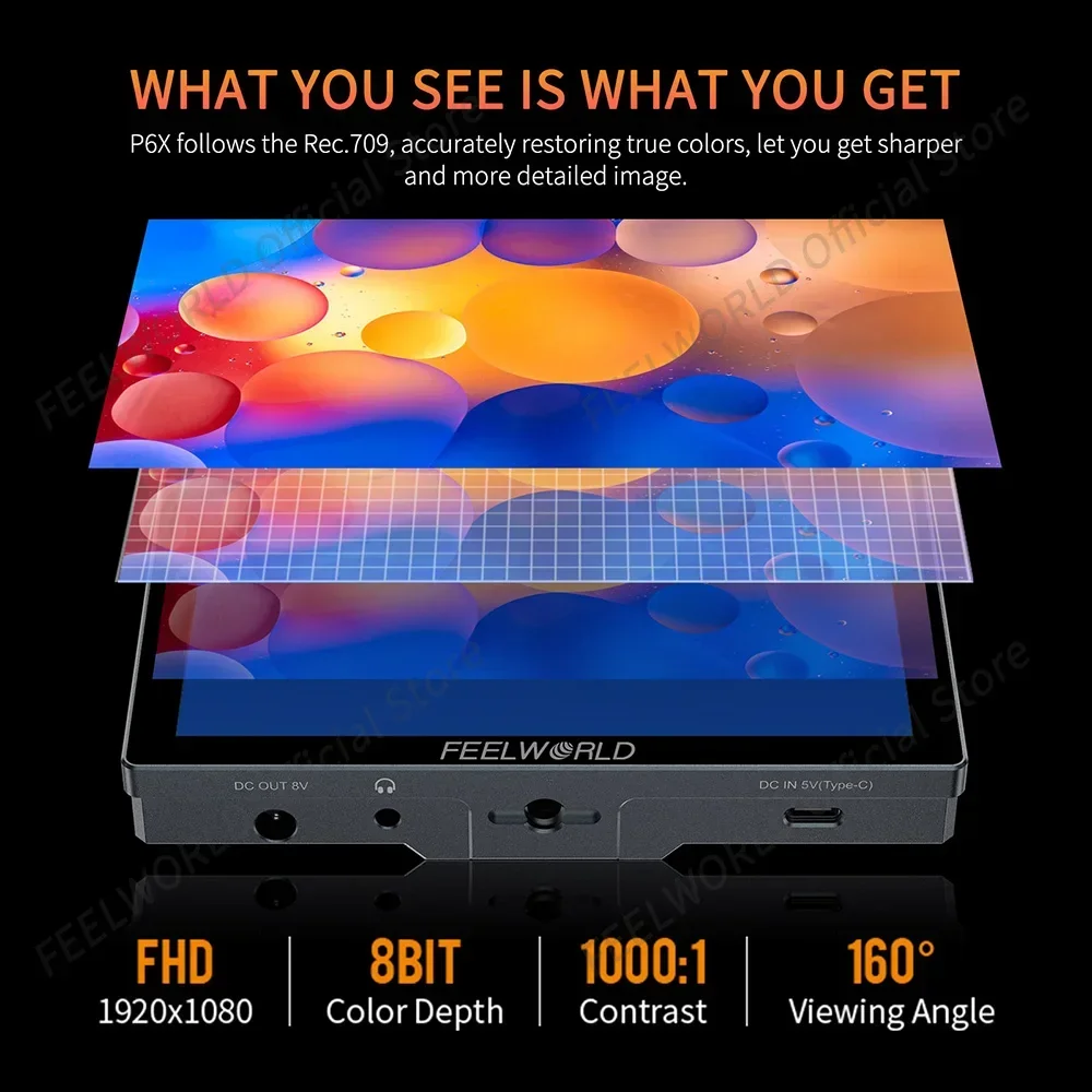 FEELWORLD P6X 5 5-дюймовый полевой монитор для камеры алюминиевый высокая яркость 1000 нит