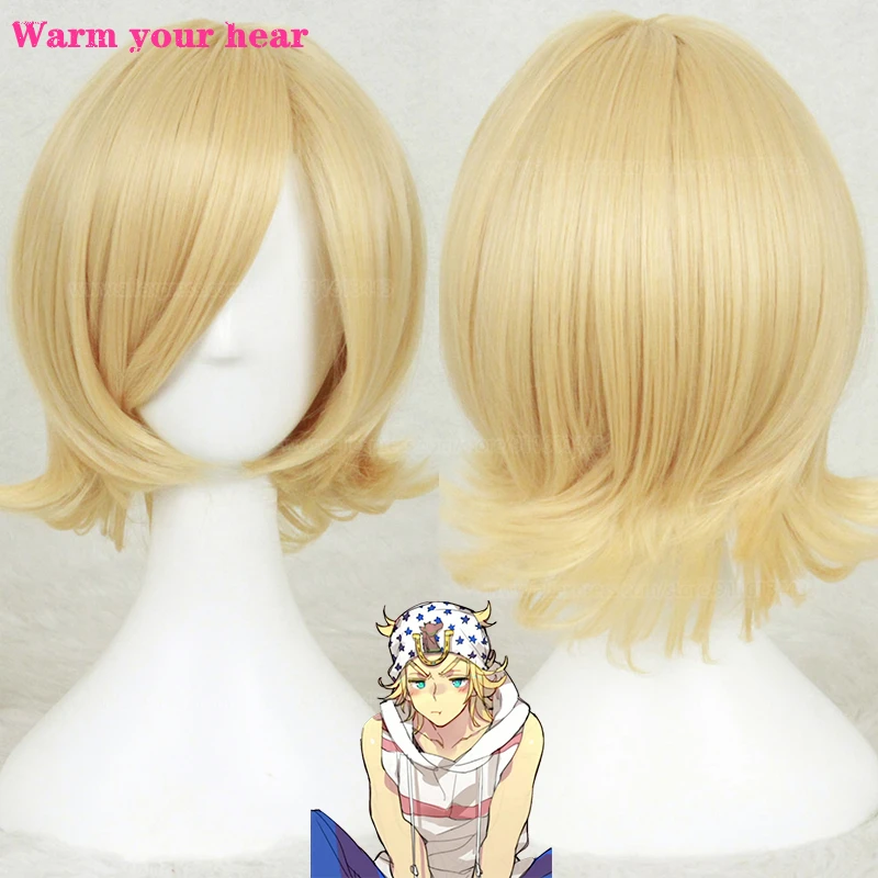 

Anime JoJo Bizarre Adventure Johnny Joestar Cosplay Wig Golden Short Heat Resistant Synthetic Man Halloween Party Wigs + Wig Cap