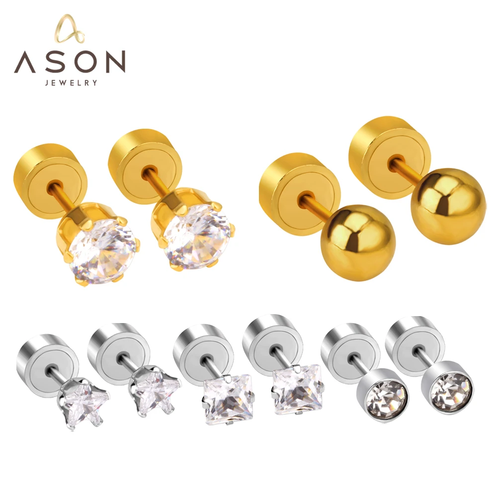 

ASONSTEEL Size 3/4/5mm Surgical Stainless Steel Zircon Ear Studs Earrings For Women/Men Cartilage Piercing Trending 2023 Jewelry
