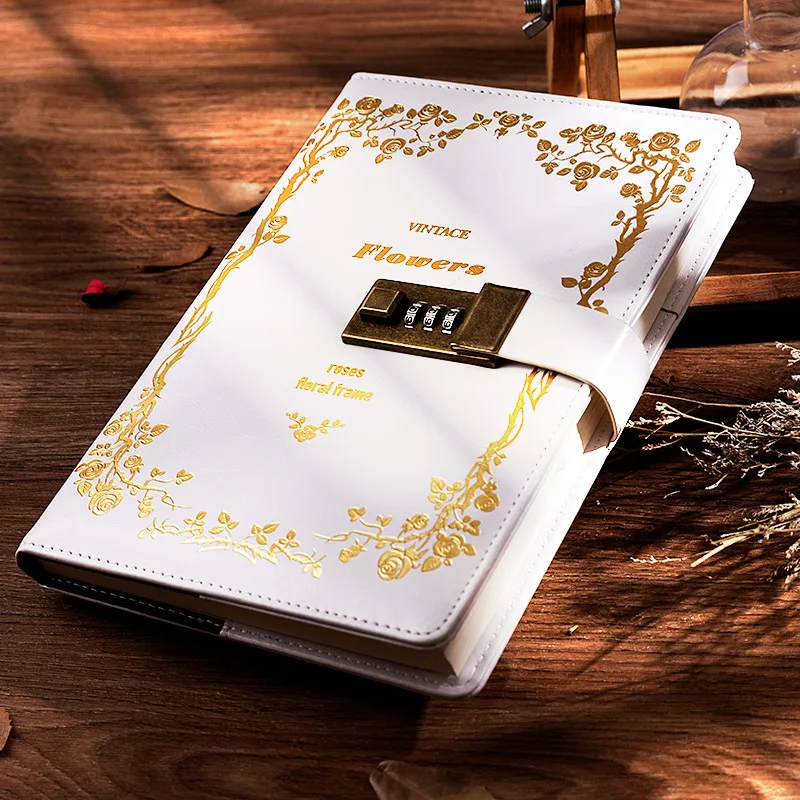 

A5 Retro Password Book with Lock Diary Thickened Creative Hand Ledger Student Notepad Stationery Notebook