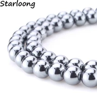 4mm 6mm 8mm 10mm 12mm natural stone beads round loose silver plated hematite beads for diy jewelry making necklace bracelet