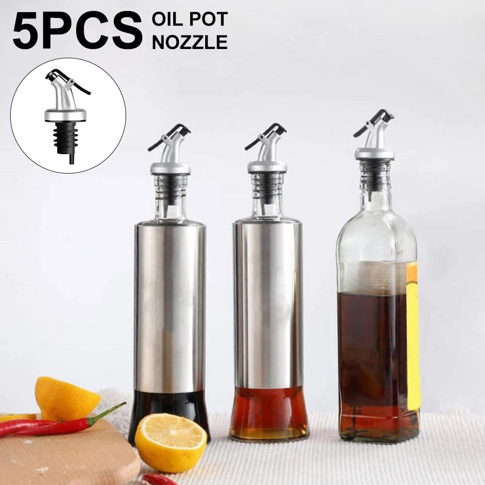 

5pcs Nozzle Oil Pot Spouts Leakproof Wine Stopper Sauce Bottle Pourer Liquor Dispenser Olive Oil Sprayer Vinegar Bottle Stopper