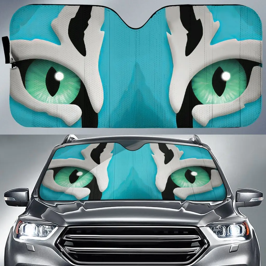 

Cool 3D Cat Eyes Cartoon Car Windshield Sunshade UV Protect Foldable Front Windshield Sunshade for Vehicle Car Accessories Decor