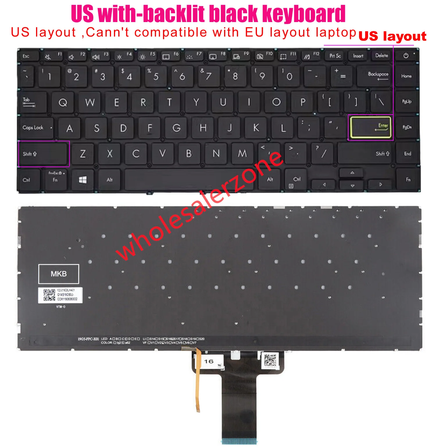 Фото Новая американская клавиатура для ноутбука Asus Vivobook X421 X421E X421IA X421EQY X421F X421FAY X421J X421JQ X421JPY,M433 M433I,E410 E410M №2