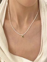 simple and cold wind green diamond necklace female minority luxury temperament clavicle chain