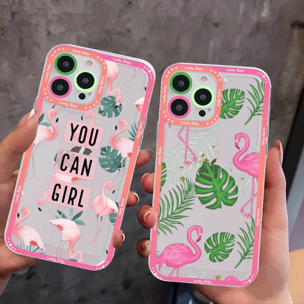Симпатичный чехол для телефона с фламинго Samsung S 20 21 22 23 lite plus ультрапрозрачный