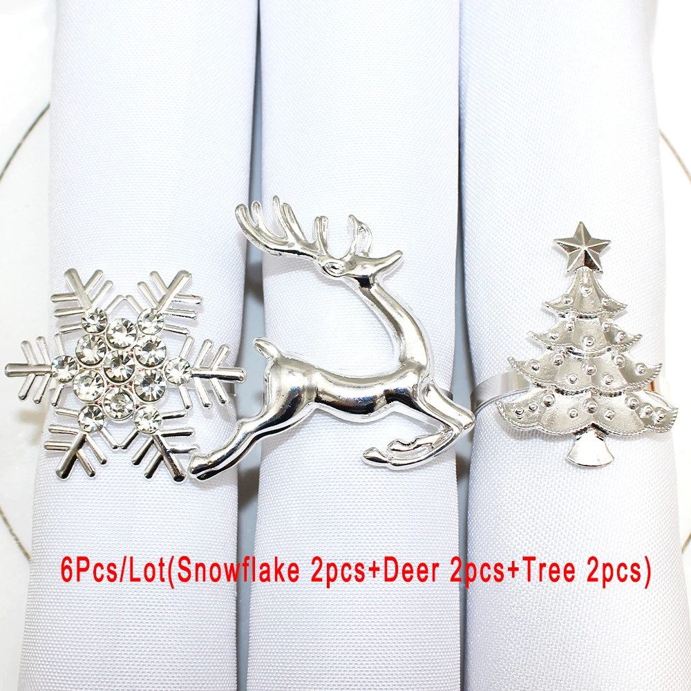 

TNDVEE 6 шт. Золотая рождественская елка кольца для салфеток в виде снежинок для рождественской вечеринки, свадьбы, банкета, новогодние украшения для обеденного стола