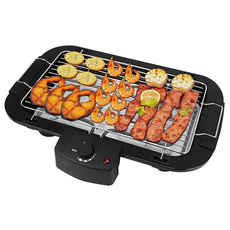 

Electric Grill Indoor Smokeless Temperature Adjustable BBQ 2000W Fast Heat Up Removable Tray For House Balcony Eu Plug