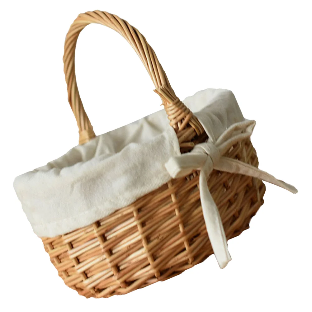 

Rattan Basket Snacks Serving Woven Cute Picnic Mini Wicker Baskets Food Party Bread Hand-made Storage Fruits Kids