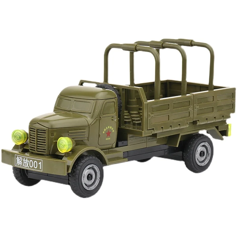 

New Arrival Military Green Truck Car Vehicle Building Block Model Weapons Desert Car Assembled Educational Toy Boy Gift X366