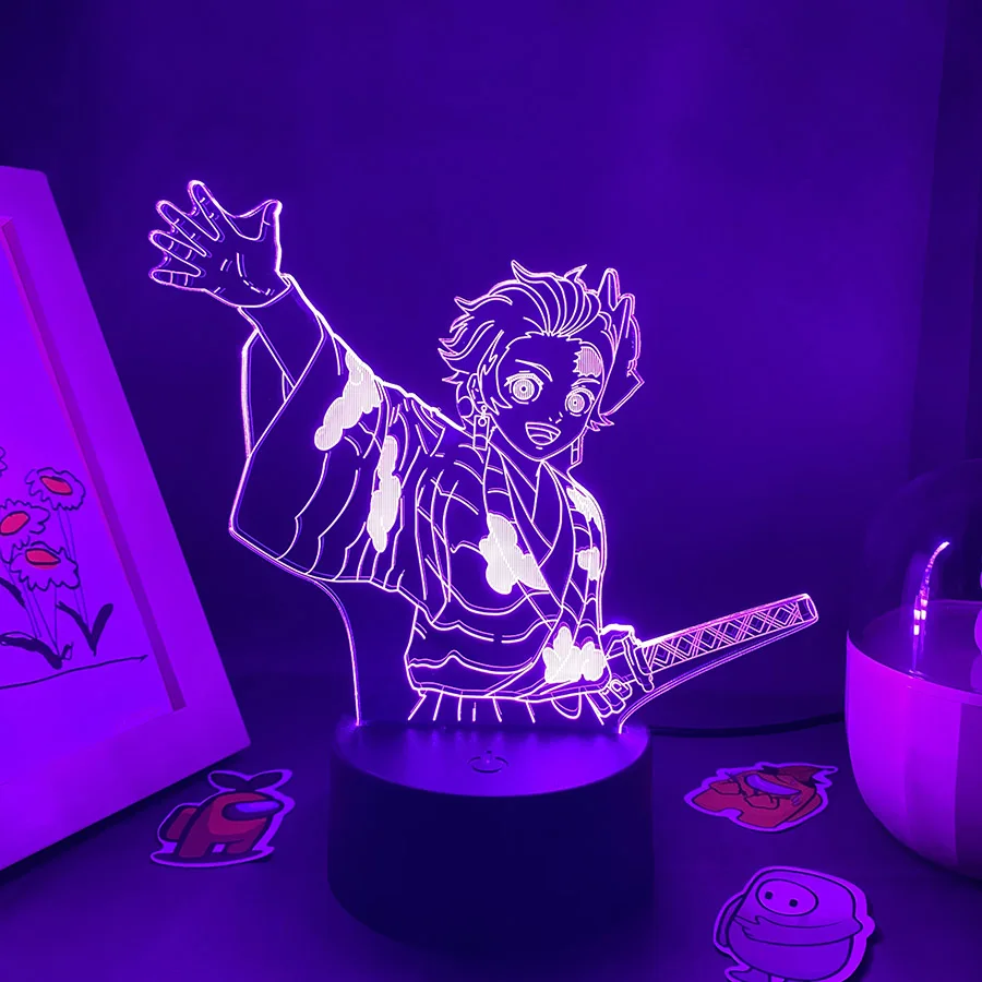 

Anime Demon Slayer Figure Tanjiro Kamado 3D LED Neon Night Lights Gift for Friend Bedroom Manga Decor Kimetsu No Yaiba Lava Lamp