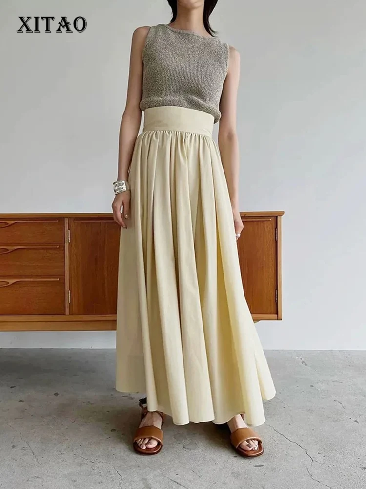 

XITAO Simplicity High Waist Skirt Fashion Loose Solid Color Temperament All-match Women Summer New Casual Skirt WMD7274