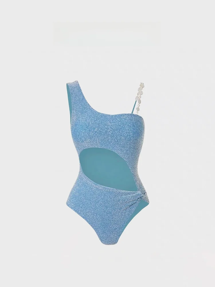 Herberly купальник женский старший ретро бикини на одно плечо для похудения живота